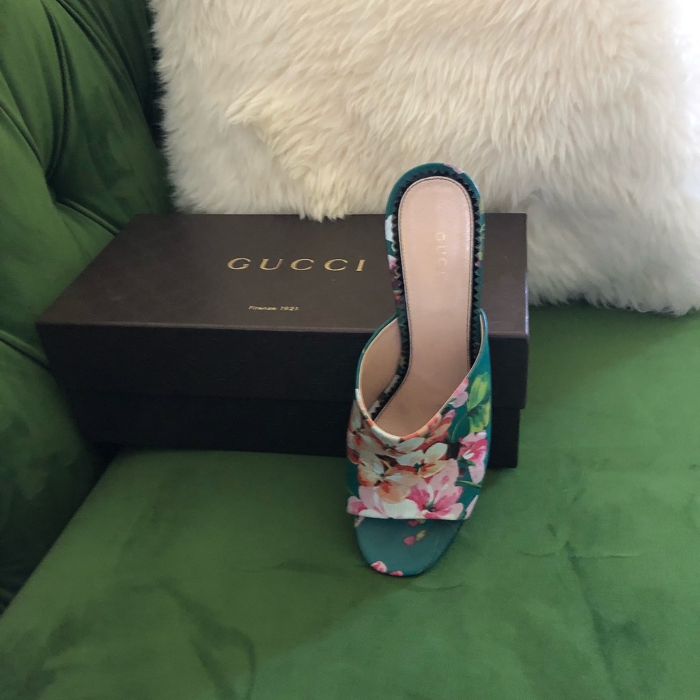 Gucci Shanghai St. Blooms in Teal Leather - Picture 3 of 5
